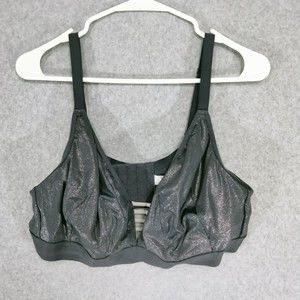 Cacique Black Metallic Shiny Wireless Bra Bralette Womens Size 18/20
